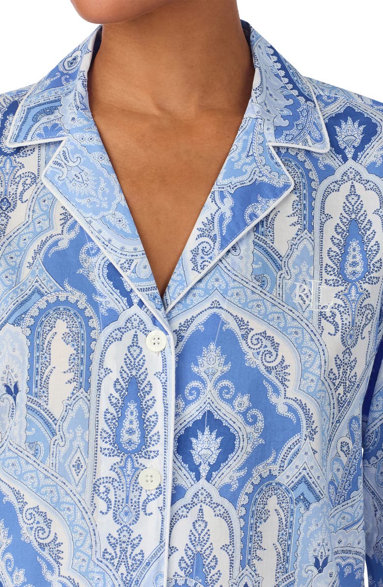 Lauren Ralph Lauren Paisley Cotton Blend Pajamas, Alternate, color, Blue Paisley