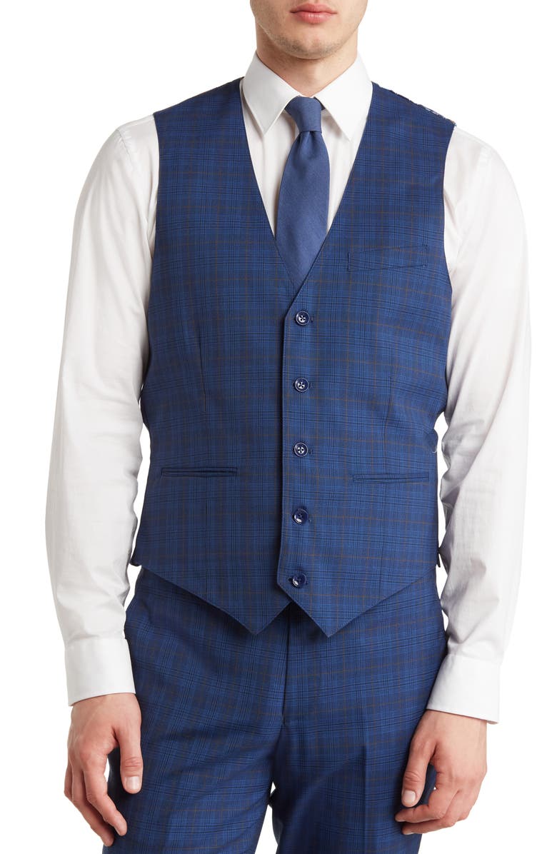 SOUL OF LONDON Navy Check Suit, Alternate, color, Navy