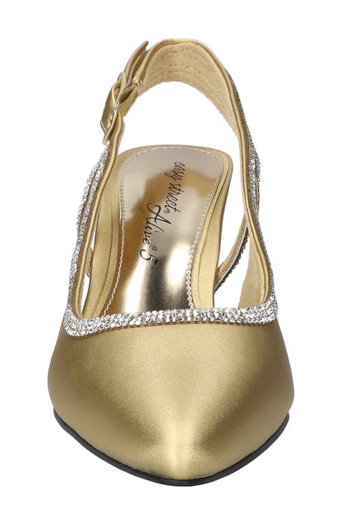 Easy Street Glisten Kitten Heel Slingback Pump In Gold Satin