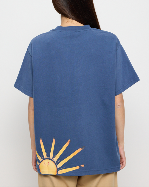 Samii Ryan Happiness Looks Good Oversized Tee In Blue