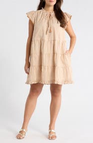 SUGARLIPS Dream State Striped Yodi Cotton Shift Minidress