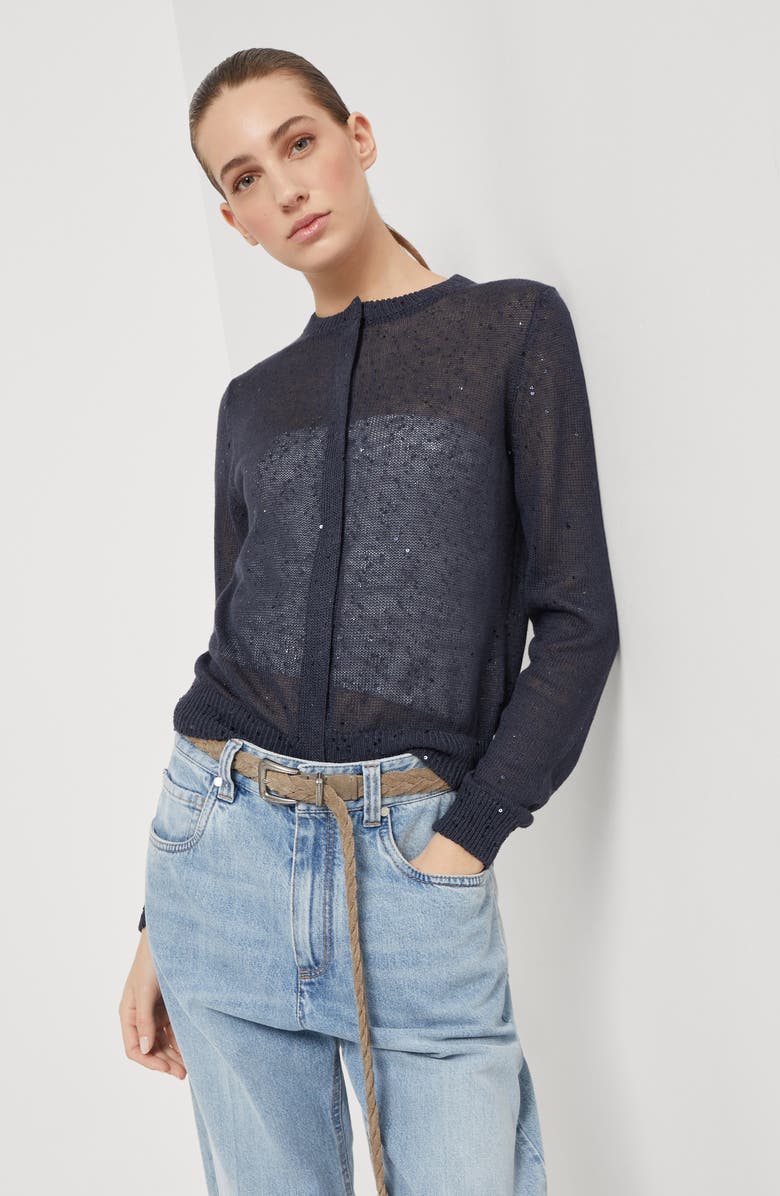 Brunello Cucinelli Linen and silk cardigan, Alternate, color,