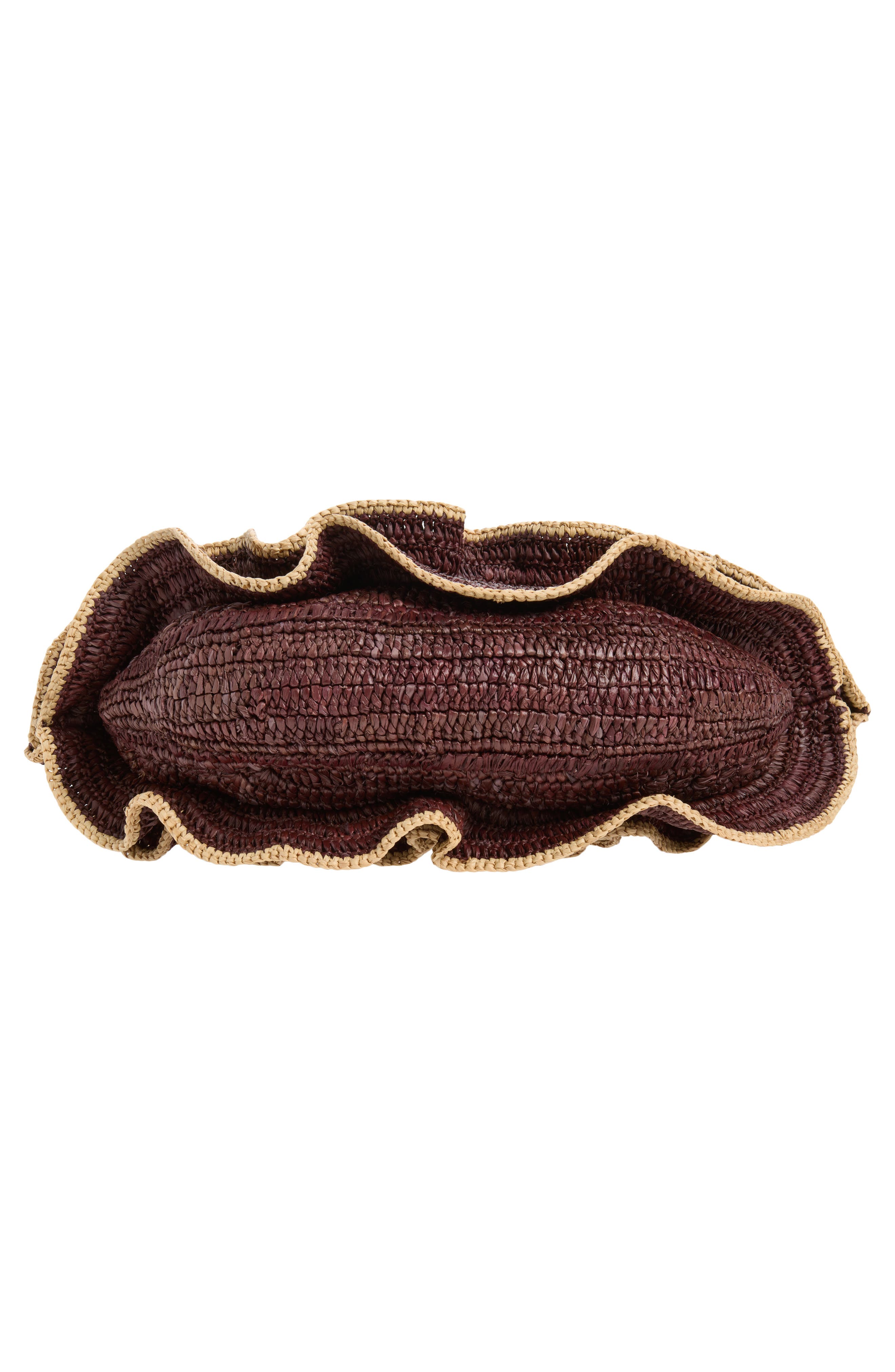 Goldentime Ruffle Woven Raffia Shoulder Bag, Alternate, color, CHOCOLATE