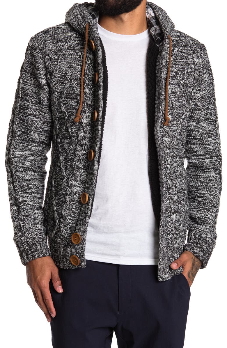AMERICAN STITCH Cable Knit Hoodie w/ Buttons, Main, color, 