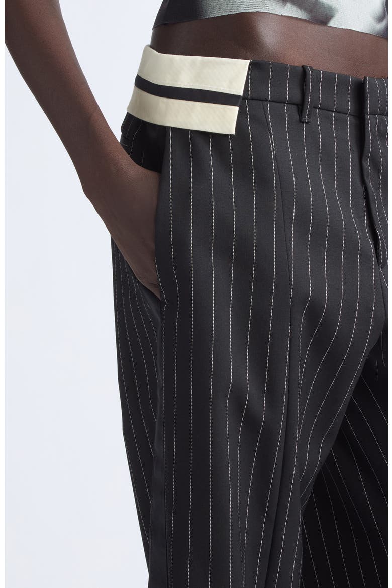 Exposed Waistband Pinstriped Wide Leg Trousers, Alternate, color, BLACK/ WHITE