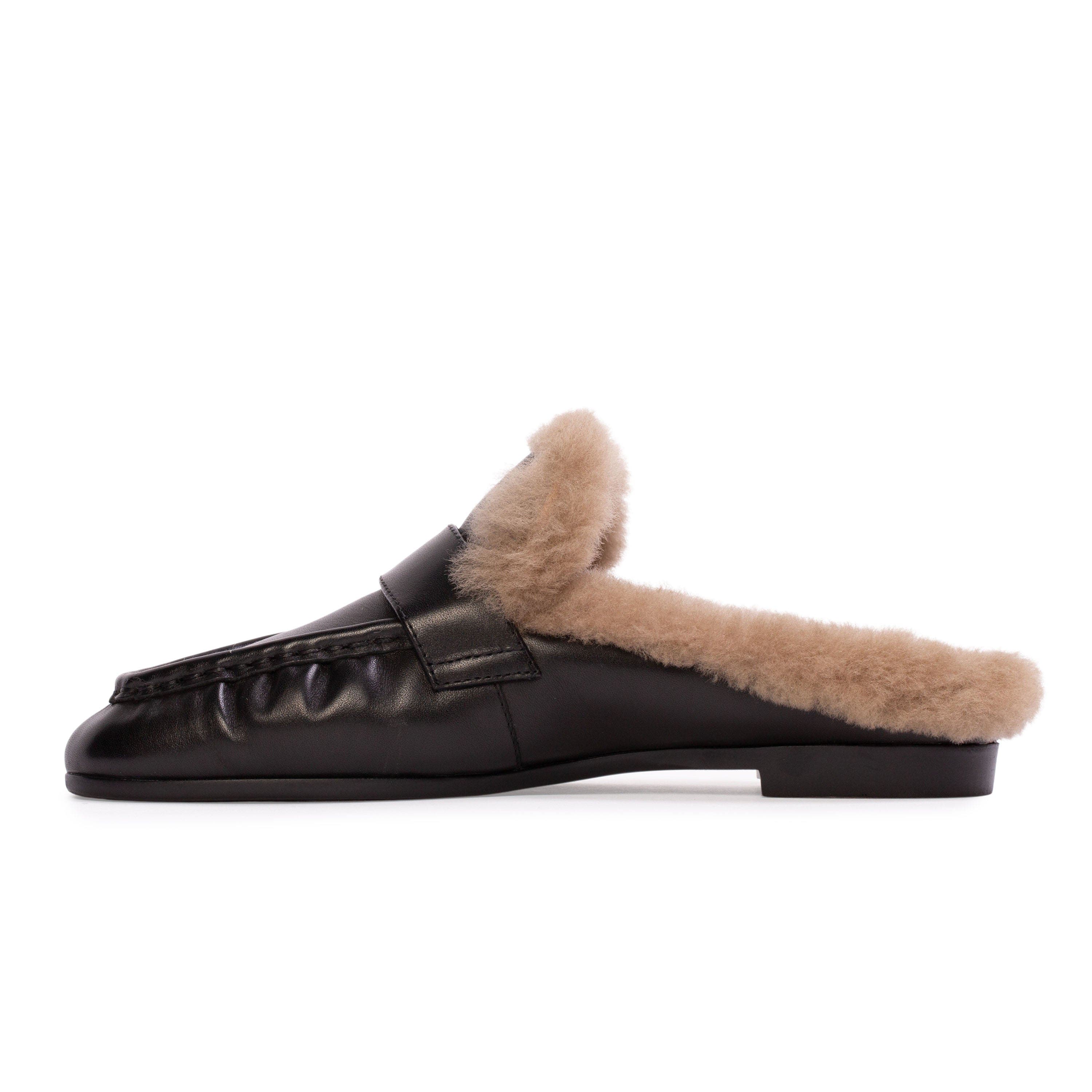 Theo Backless Loafer, Alternate, color, Black Leather