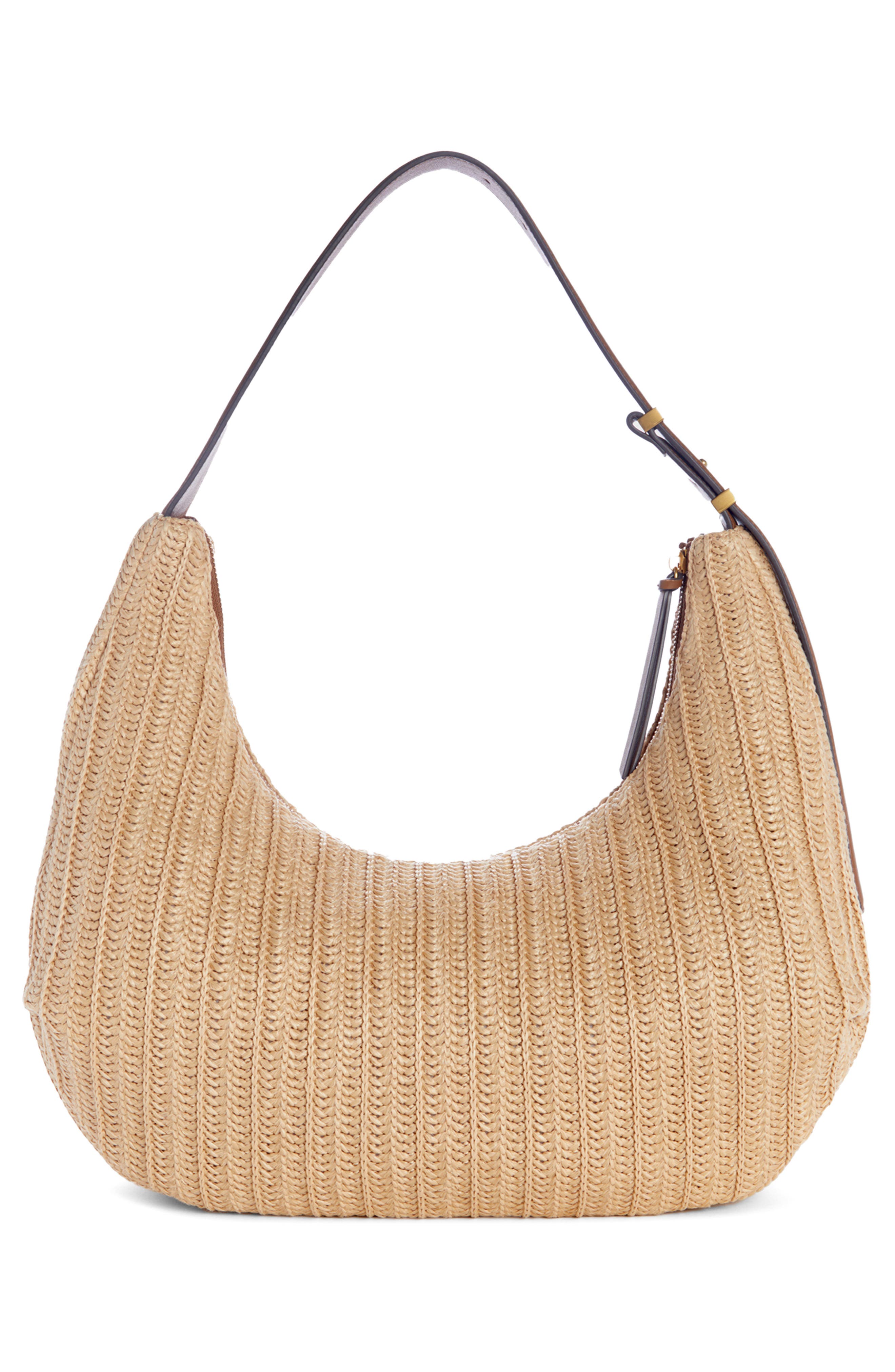 rag & bone Large Hudson Woven Straw Hobo Bag, Alternate, color, Natural