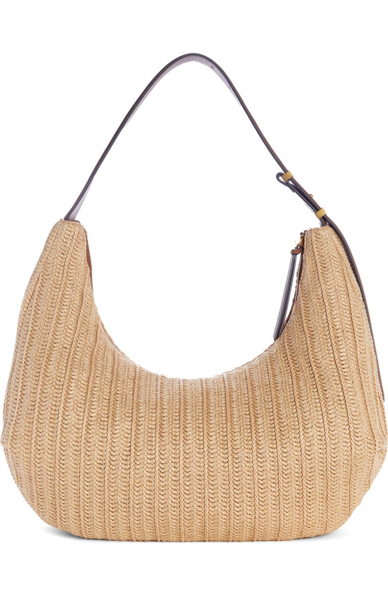 rag & bone Large Hudson Woven Straw Hobo Bag, Alternate, color, Natural