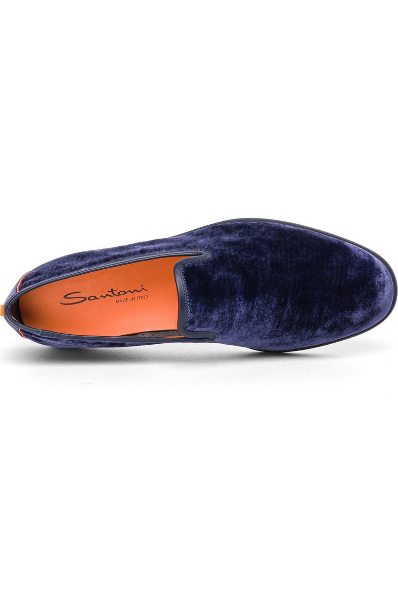 Santoni Smooth Smoking Slipper, Alternate, color, Blue