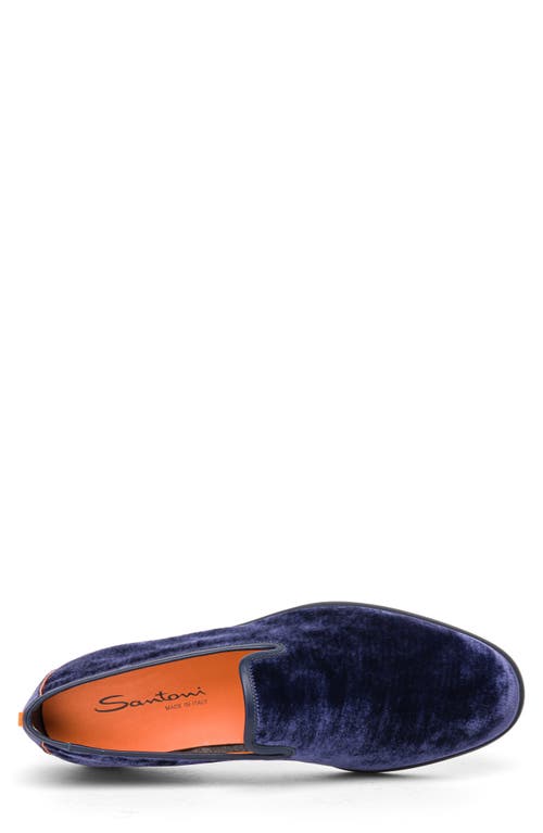 Santoni Smooth Smoking Slipper In Blue