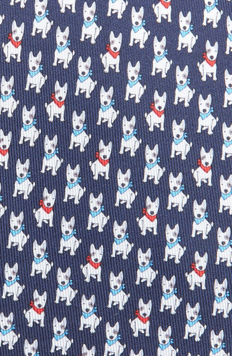 FERRAGAMO Vasco Dog Silk Twill Tie, Alternate, color, Blu Scuro