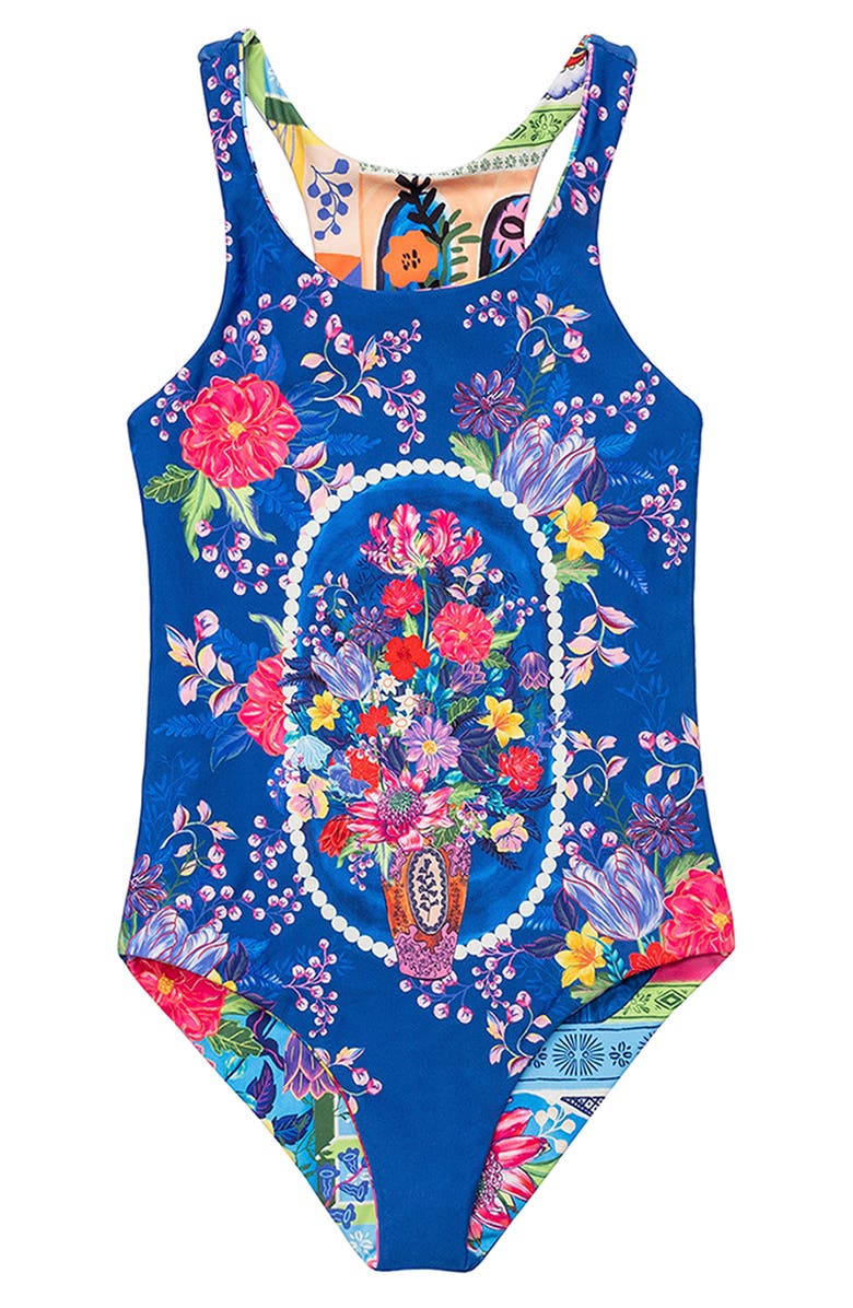 Agua Bendita Kids' Vessel Nate One-Piece Swimsuit, Alternate, color, Blue Multicolor