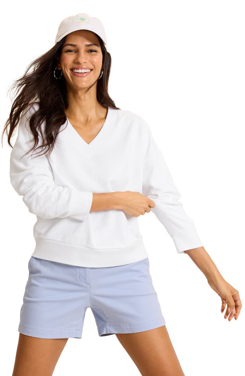 Tommy Bahama Marina del Mar Cotton V-Neck Sweatshirt, Alternate, color, White