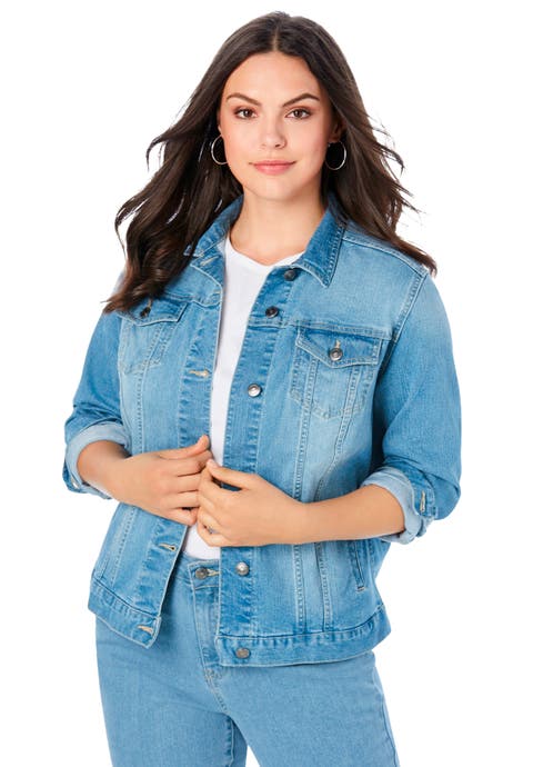 Plus Size Classic Stretch Denim Jacket (Plus)