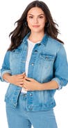 Roaman's Plus Size Classic Stretch Denim Jacket