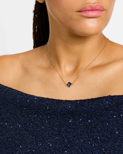 Jan Leslie Sterling With 18k Gold Overlay And Gemstones Single Petal Station Necklace In Blue