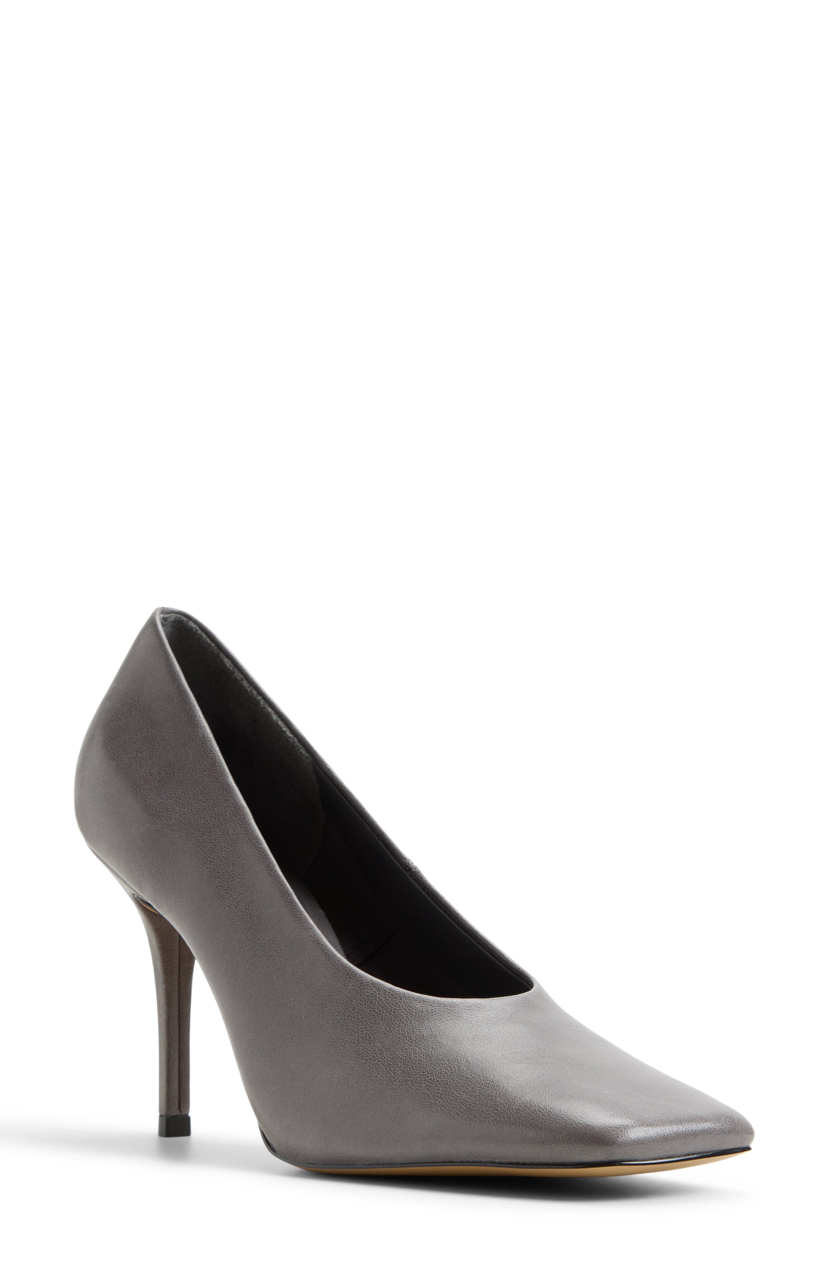 Velia Leather Pump, Main, color, DARK GREY
