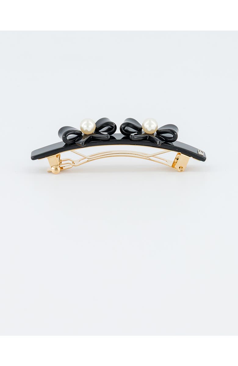 Alexandre de Paris Poesie Acetate And Pearls Barrette, Alternate, color, Black