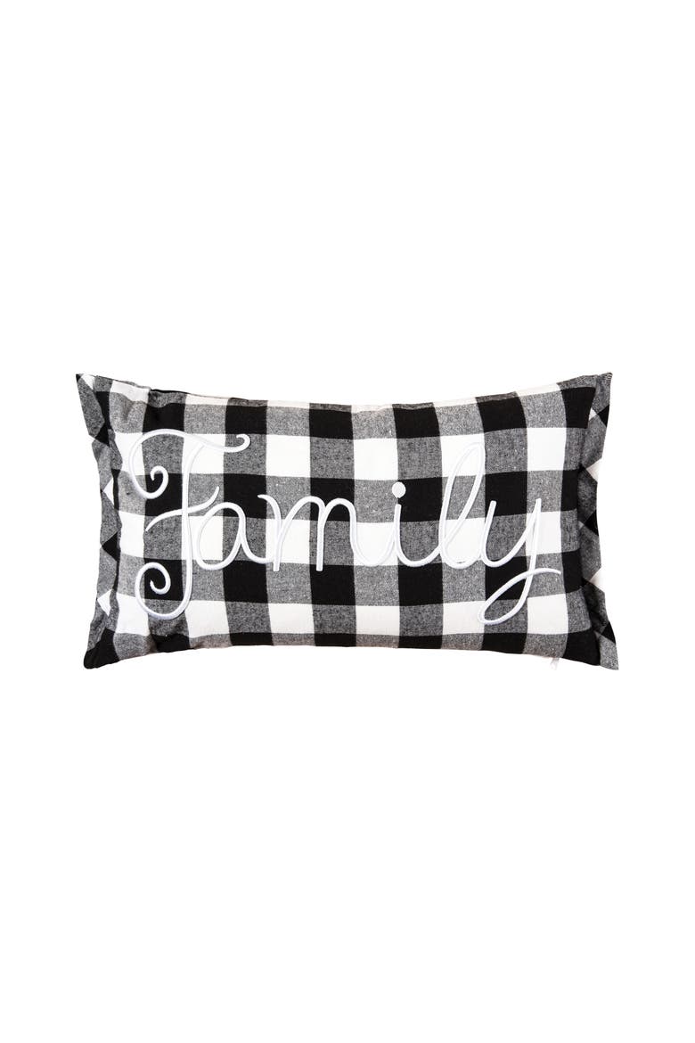 Family Embroidered Accent Pillow 18" x 18", Main, color, Black