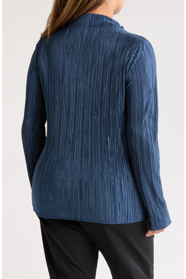 Long Sleeve Plissé Turtleneck Top, Alternate, color, NAVY