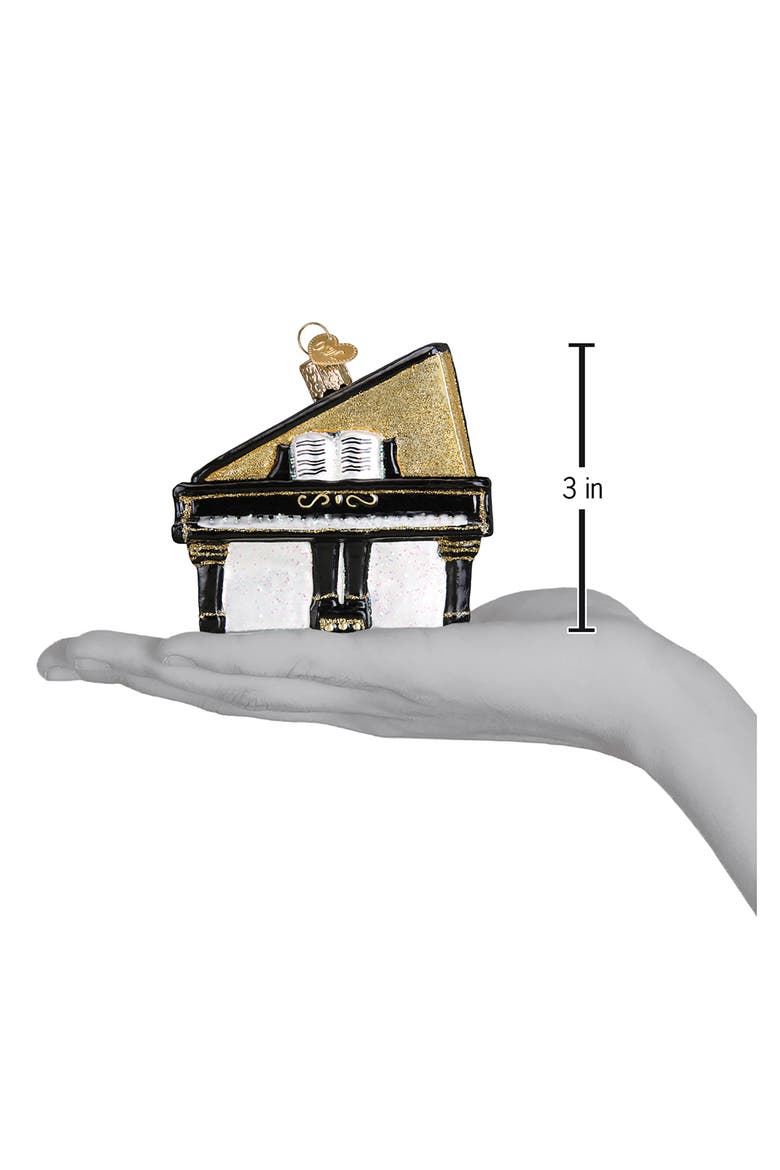 Baby Grand Piano Ornament, Alternate, color, BLACK