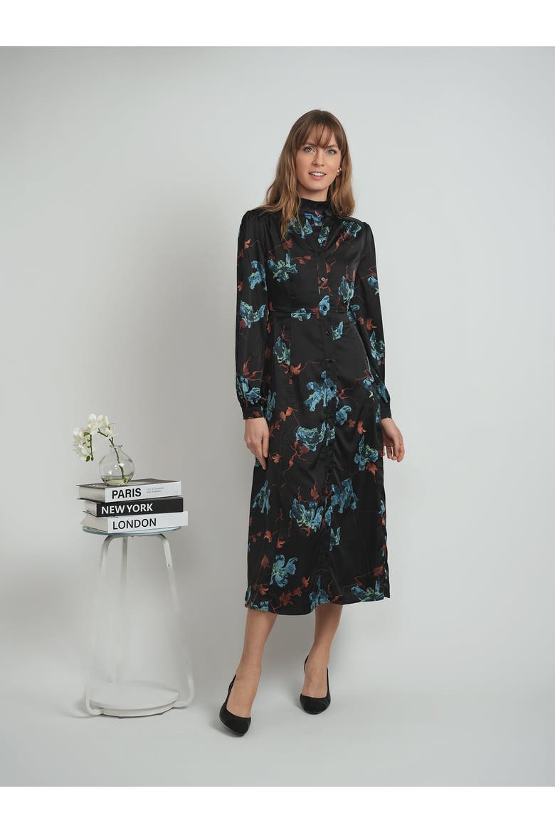 Midi Dress & Matching Top Button-Front Woven Set, Alternate, color, Black