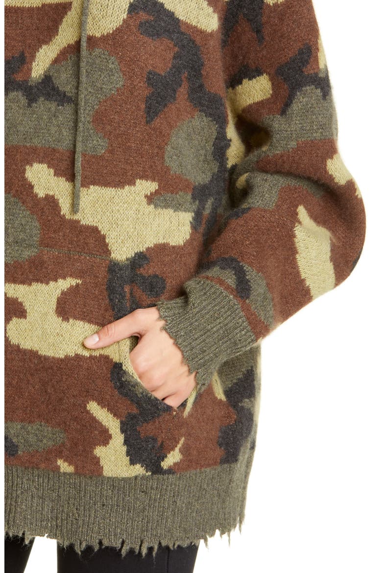 Camo Cashmere Hoodie Sweater, Alternate, color, CAMO