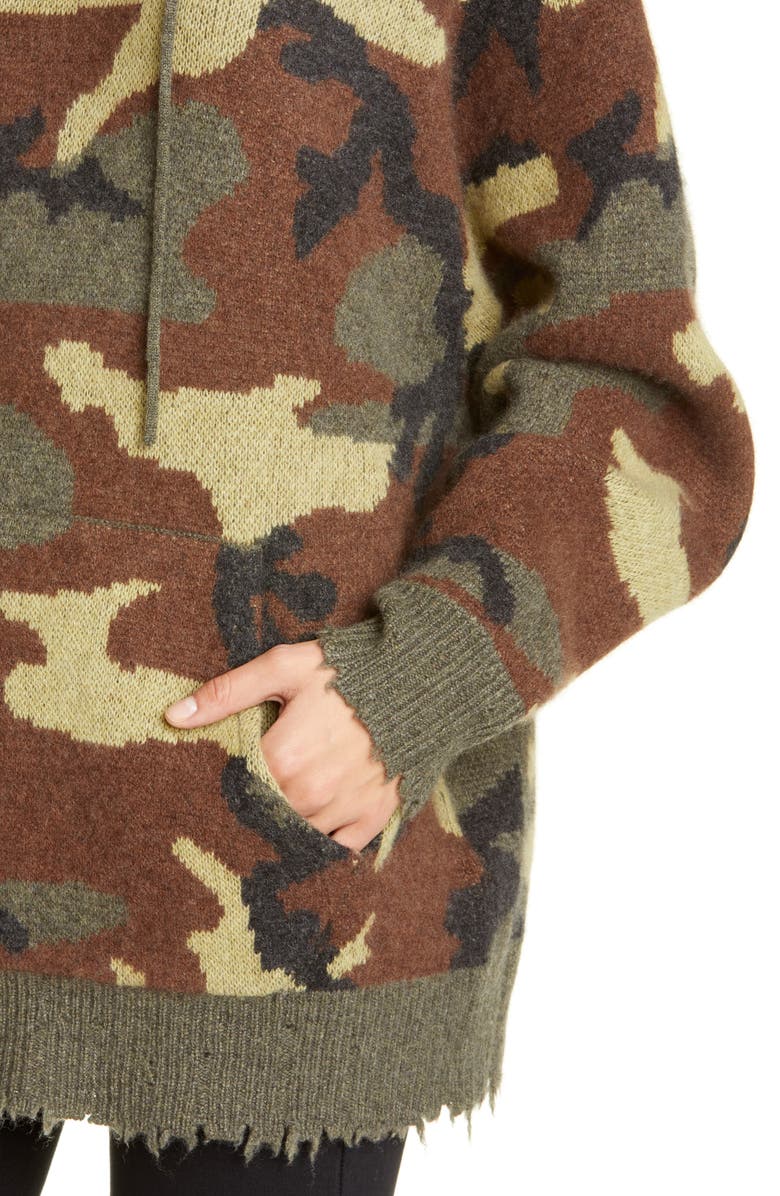 R13 Camo Cashmere Hoodie Sweater, Alternate, color, 