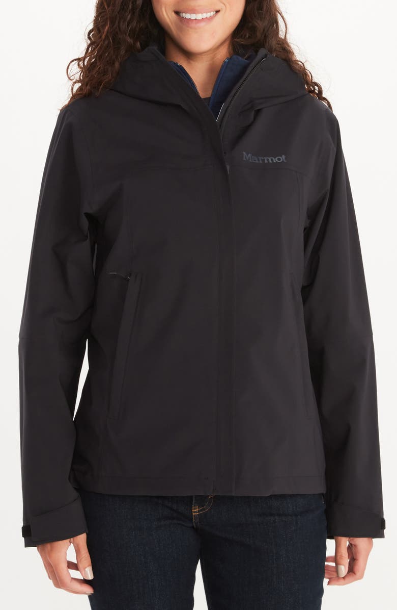 Marmot PreCip<sup>®</sup> Eco Pro Waterproof Hooded Jacket, Main, color, Black