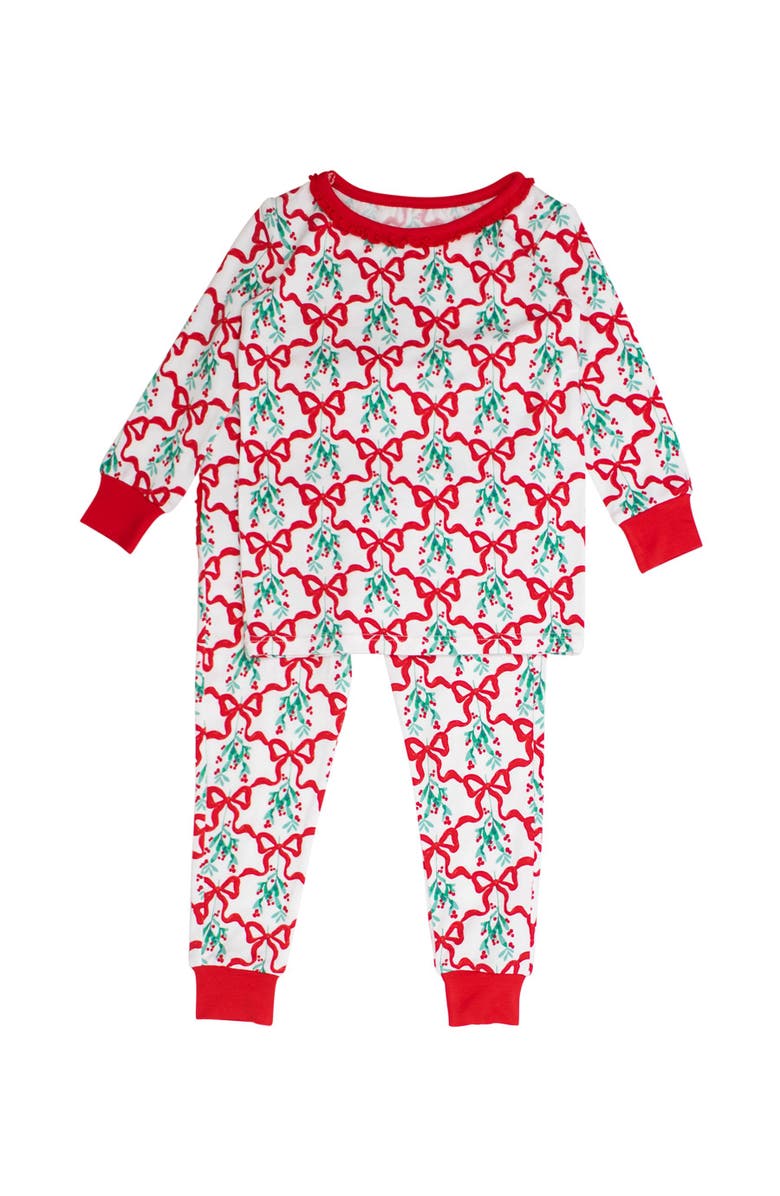 RuffleButts SoftSnooze Ruffle Long Sleeve Pajama Set, Signature Rear Ruffles, Main, color, Carol Of The Bows