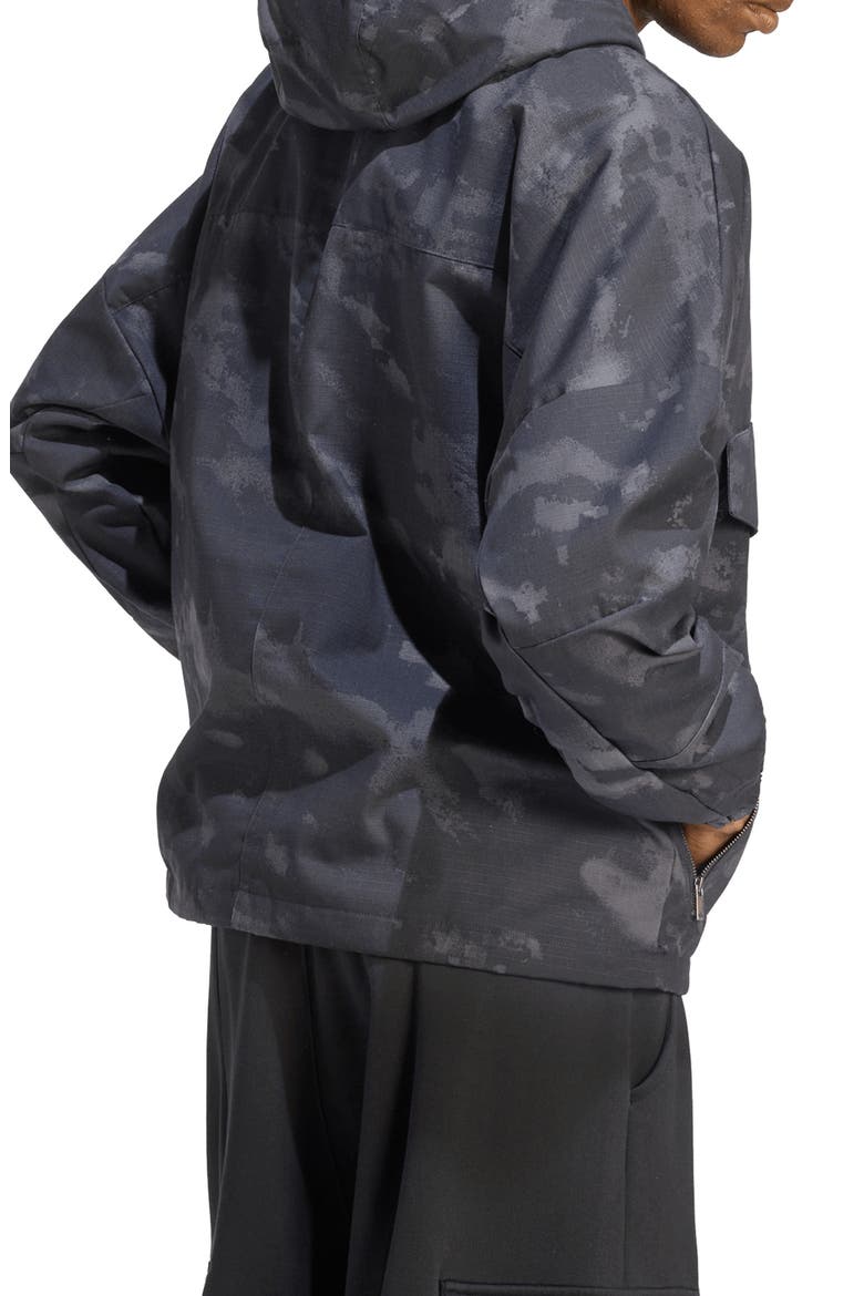 Camo Hooded Windbreaker, Alternate, color, BLACK