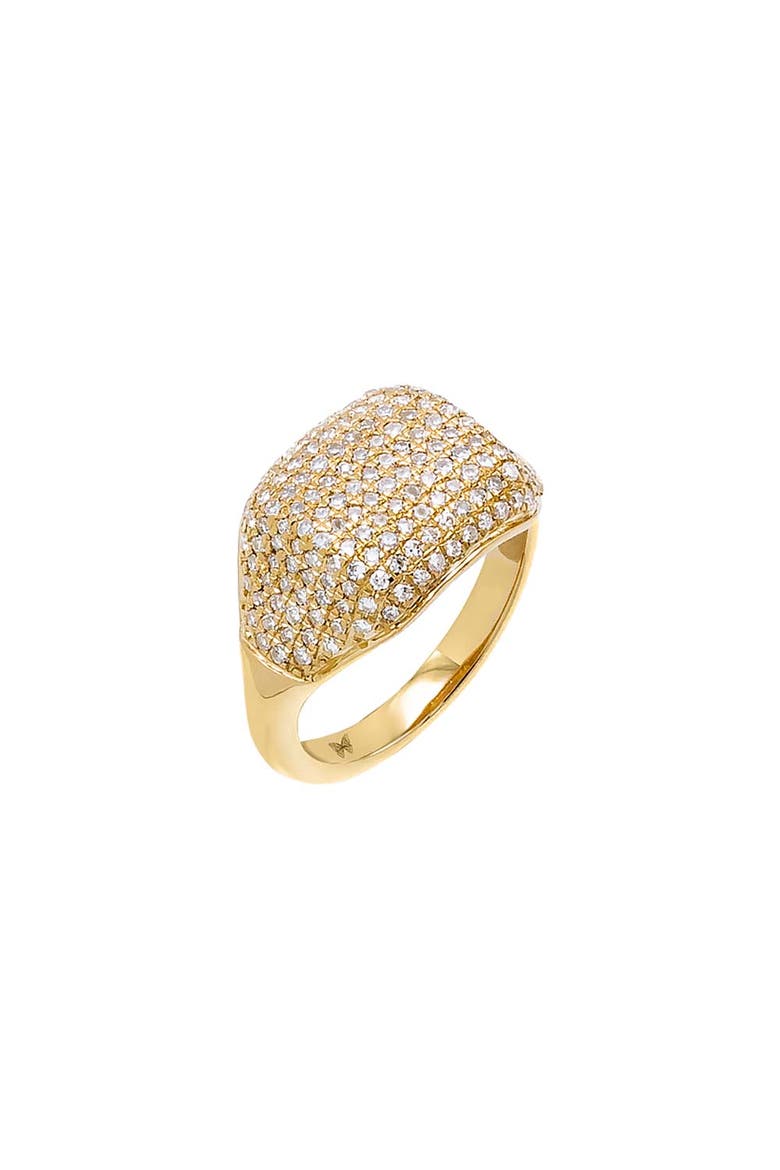 Diamond Pave Signet Pinky Ring 14K, Main, color, 14K Gold