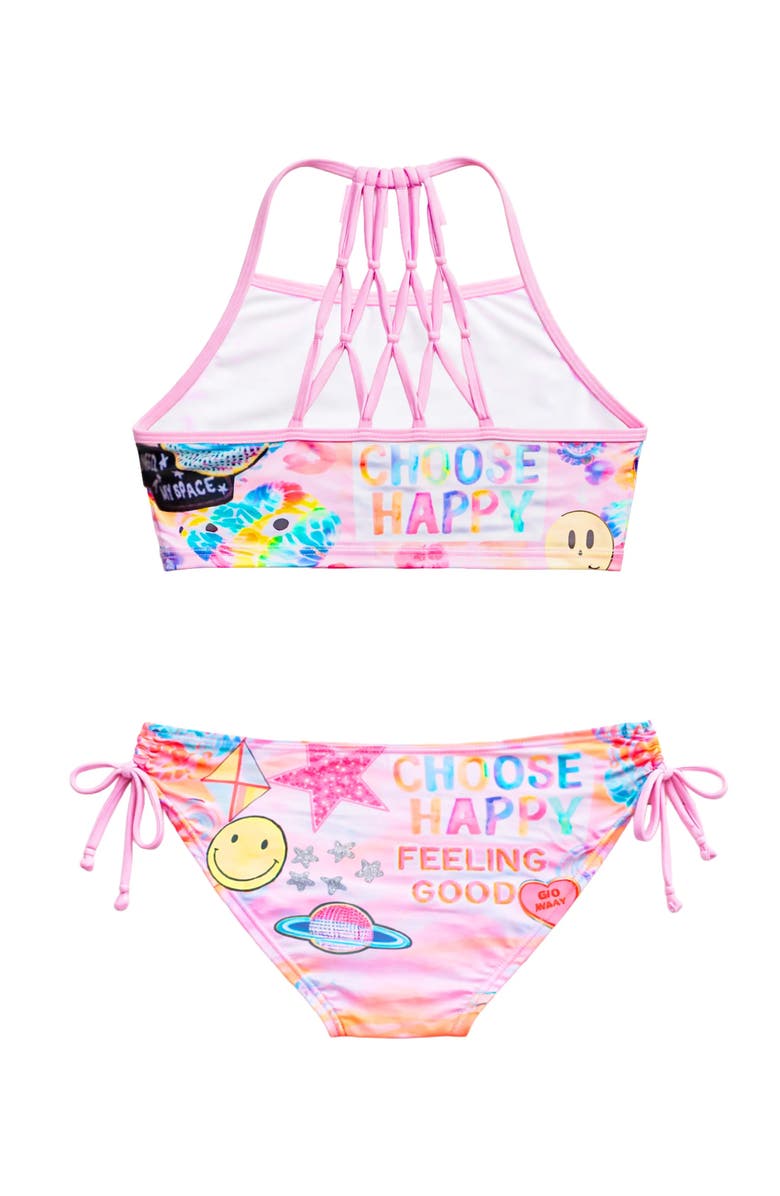 Limeapple Printed Cropped Tankini Swimsuit, Alternate, color, Pink Multi