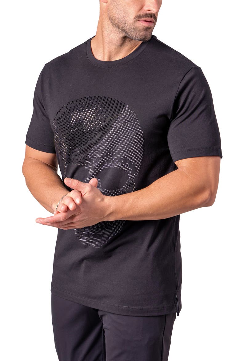 Pixel Skull Graphic T-Shirt, Alternate, color, BLACK