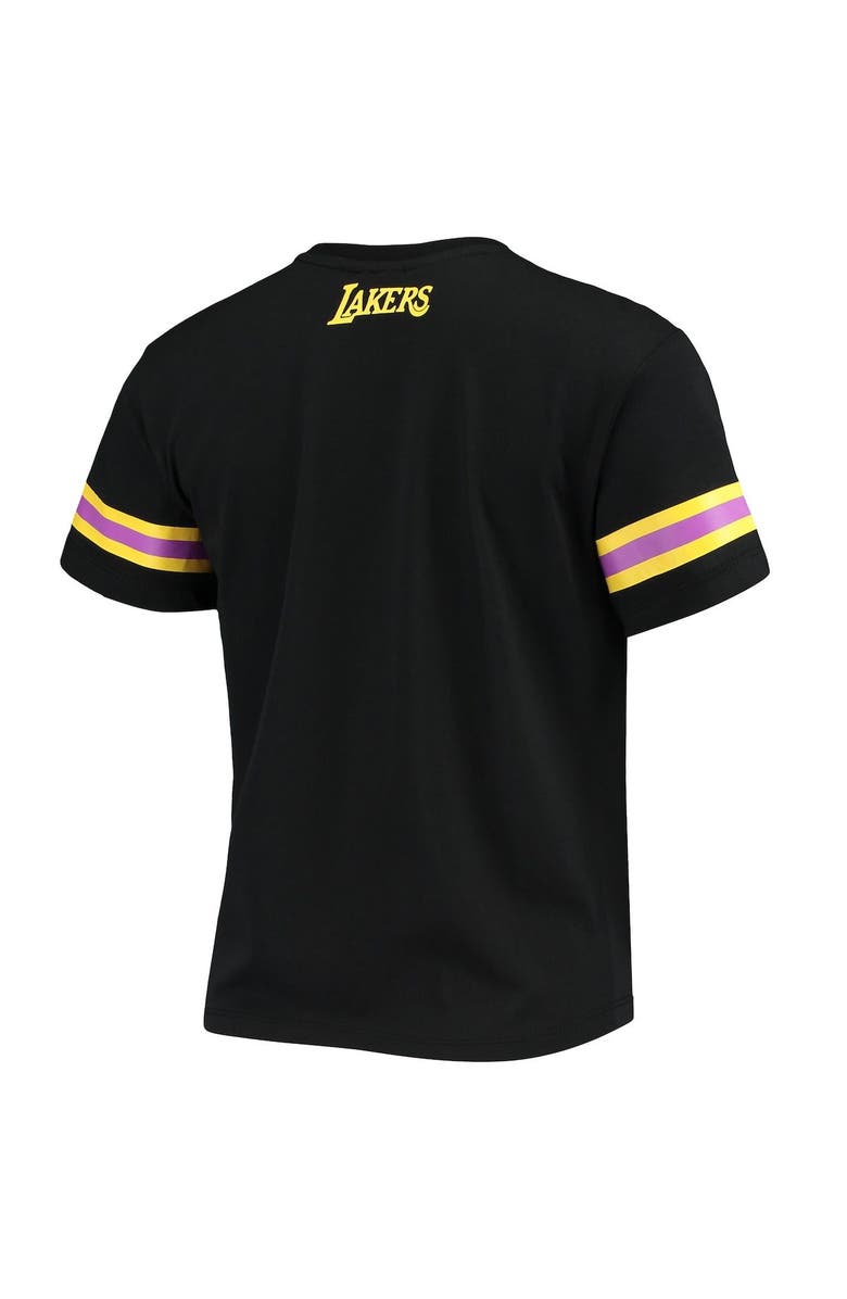 THE WILD COLLECTIVE Women's The Wild Collective Black Los Angeles Lakers Cropped T-Shirt, Alternate, color, 