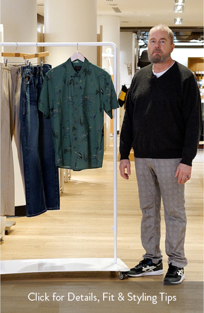 Shoreline Nature Print Short Sleeve Cotton Button-Up Shirt, sales video thumbnail