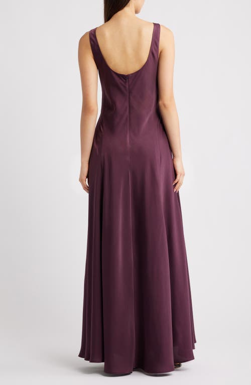 Wayf Tala Cowl Neck Satin Gown In Purple