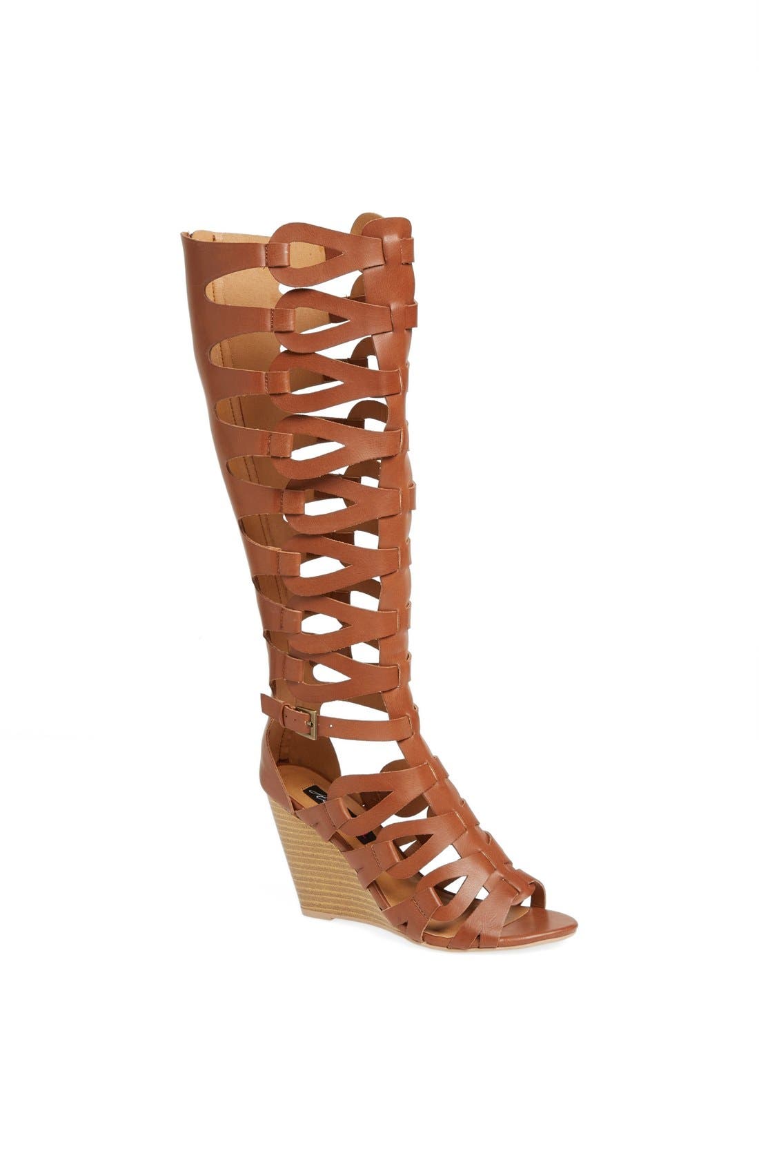 'Anglica' Gladiator Wedge Sandal, Main, color, COGNAC