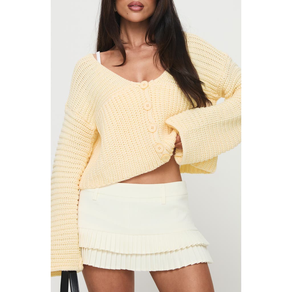 Princess Polly Artha Relaxed Crop Cardigan In Yellow