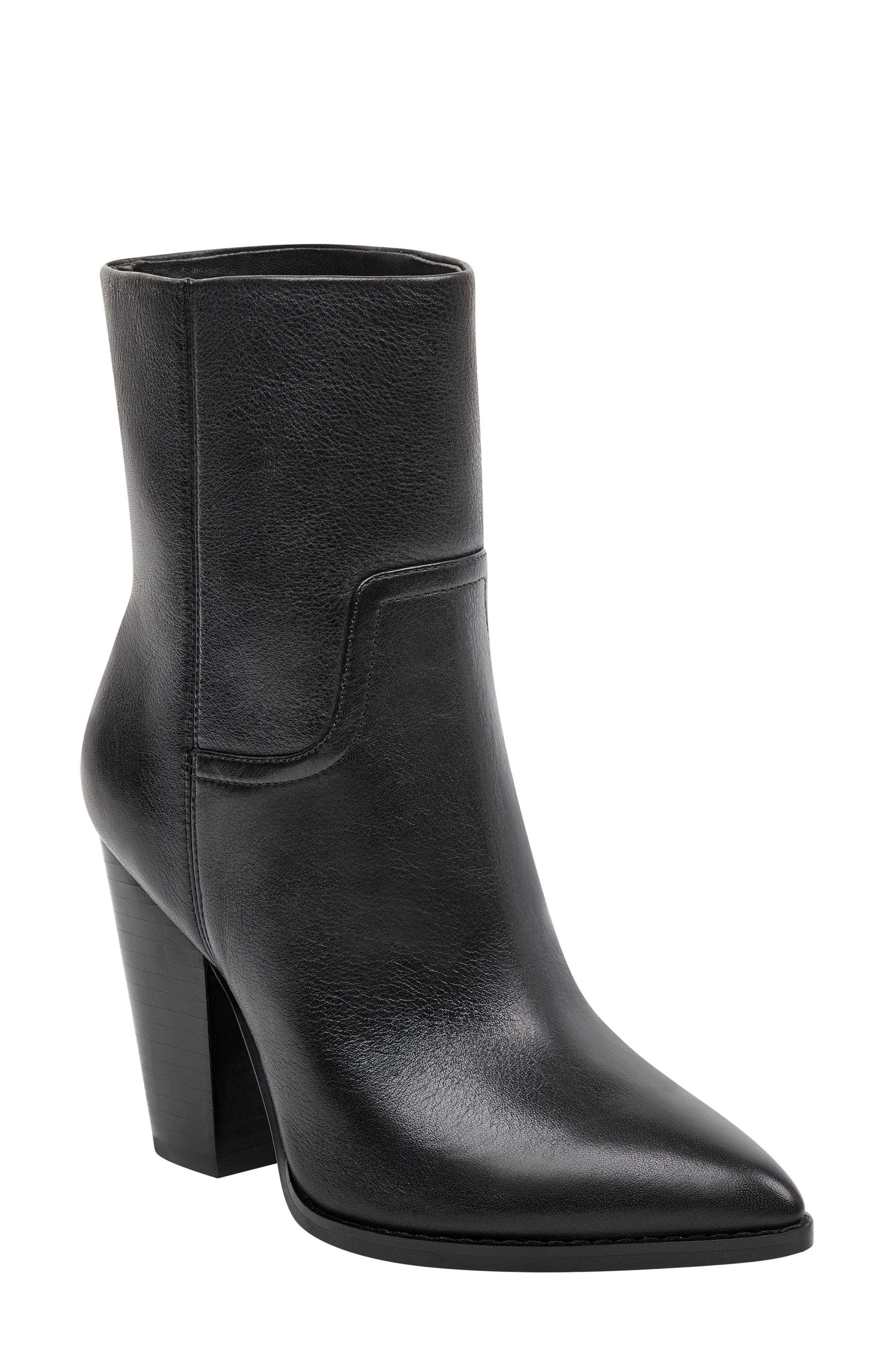 Devin Pointy Toe Bootie, Main, color, BLACK LEATHER