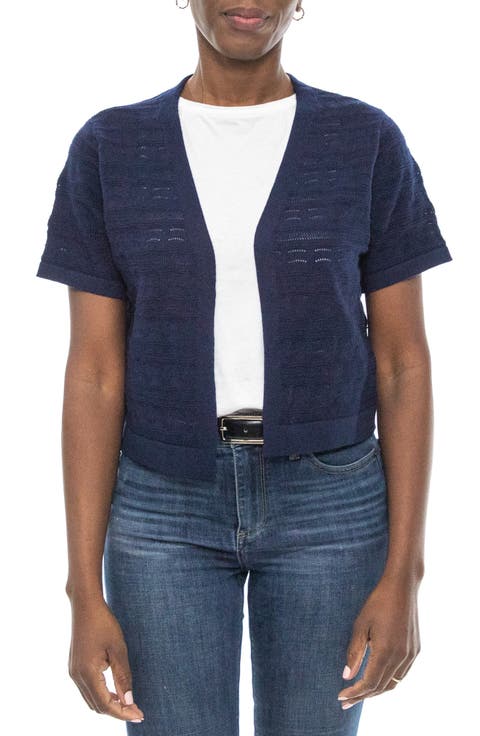 Pointelle Stitch Short Sleeve Bolero