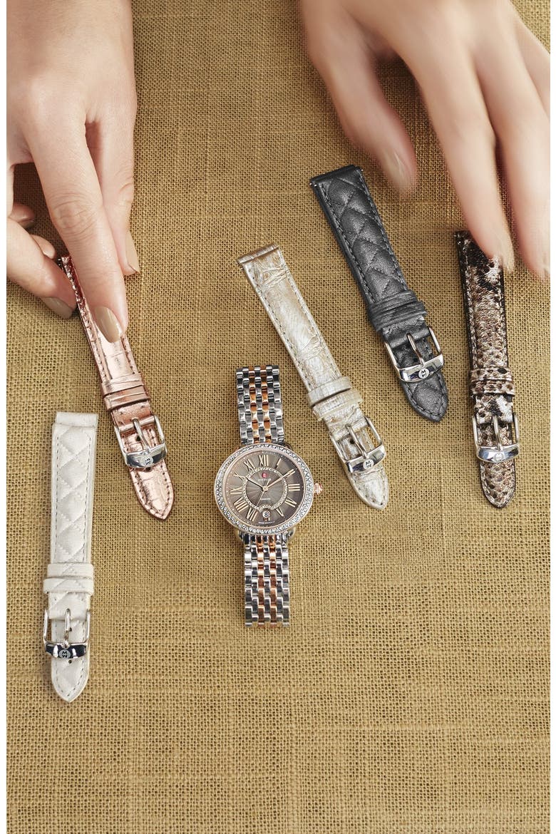 16mm Snake Print Leather Watch Strap, Alternate, color, BROWN SNAKE PRINT