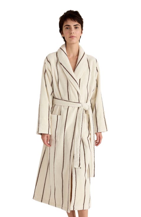 Plush Terry Striped Robe + Tote Set