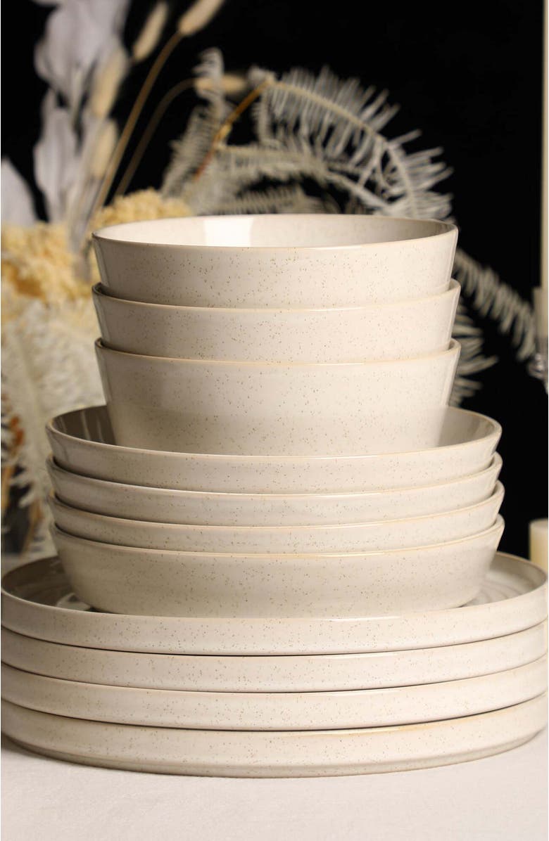 Stone Lain Claire Stoneware 12-Piece Dinnerware Set, Alternate, color, White