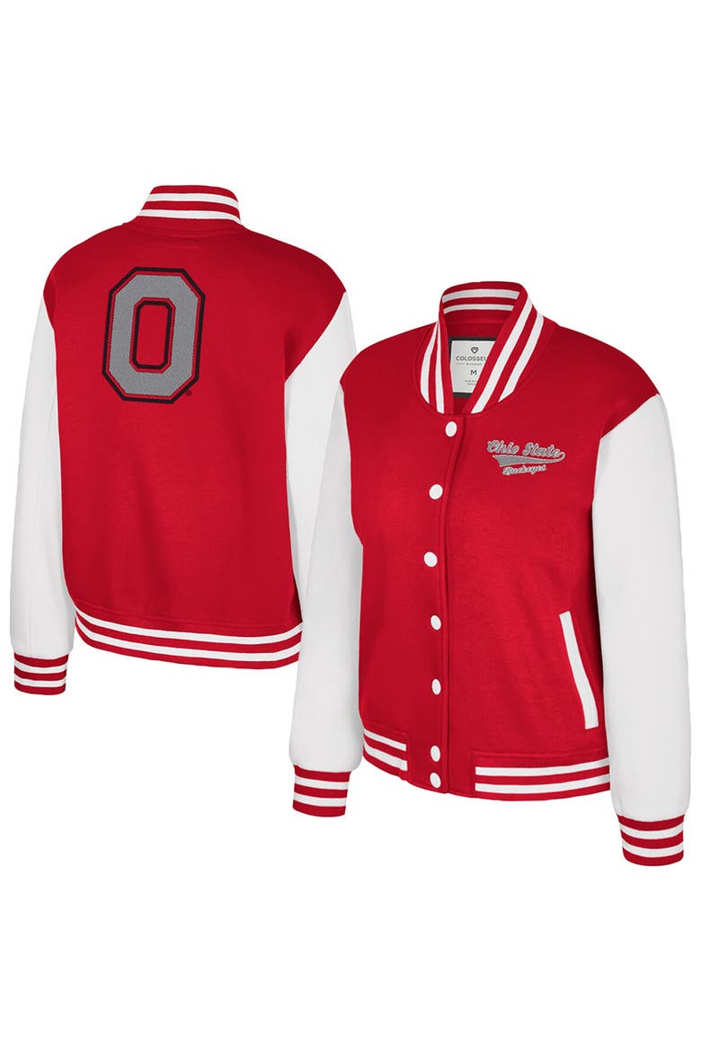 Women's Colosseum Scarlet Ohio State Buckeyes French Baguette Full Snap Fleece Jacket, Main, color, Scarlet