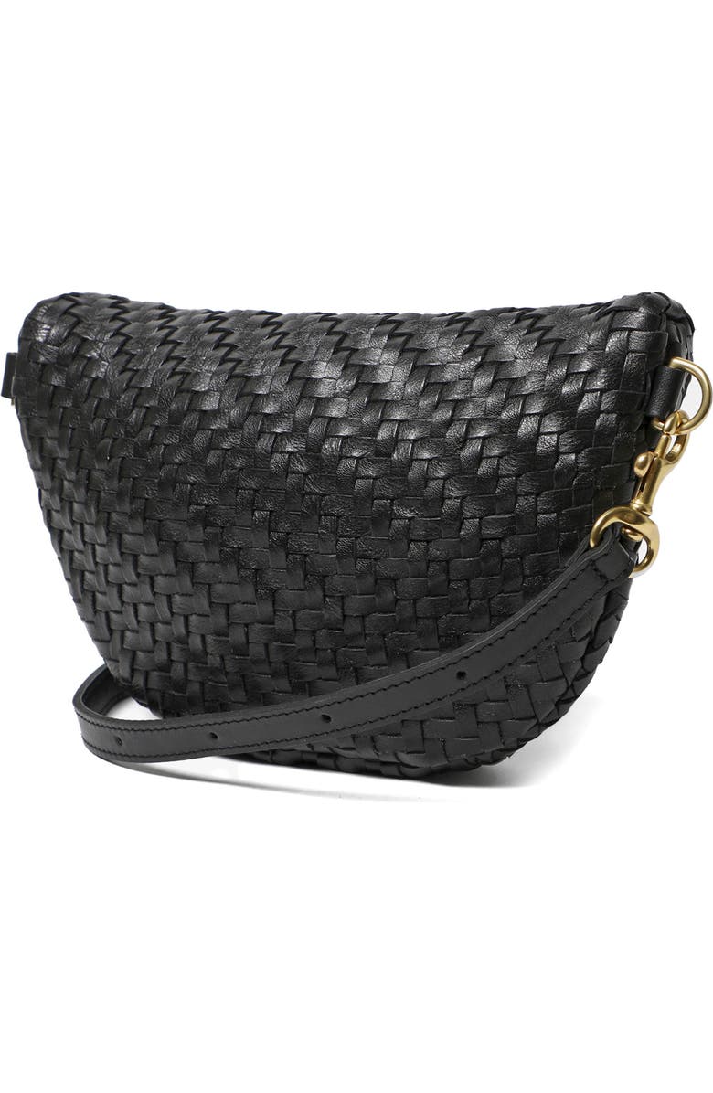 Clare V. Petite Woven Leather Belt Bag, Main, color, Black