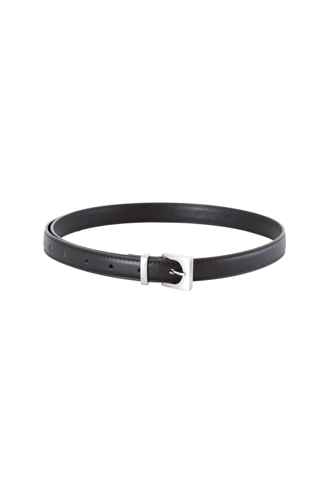 Cube Buckle Silvertone 35mm Leather Belt