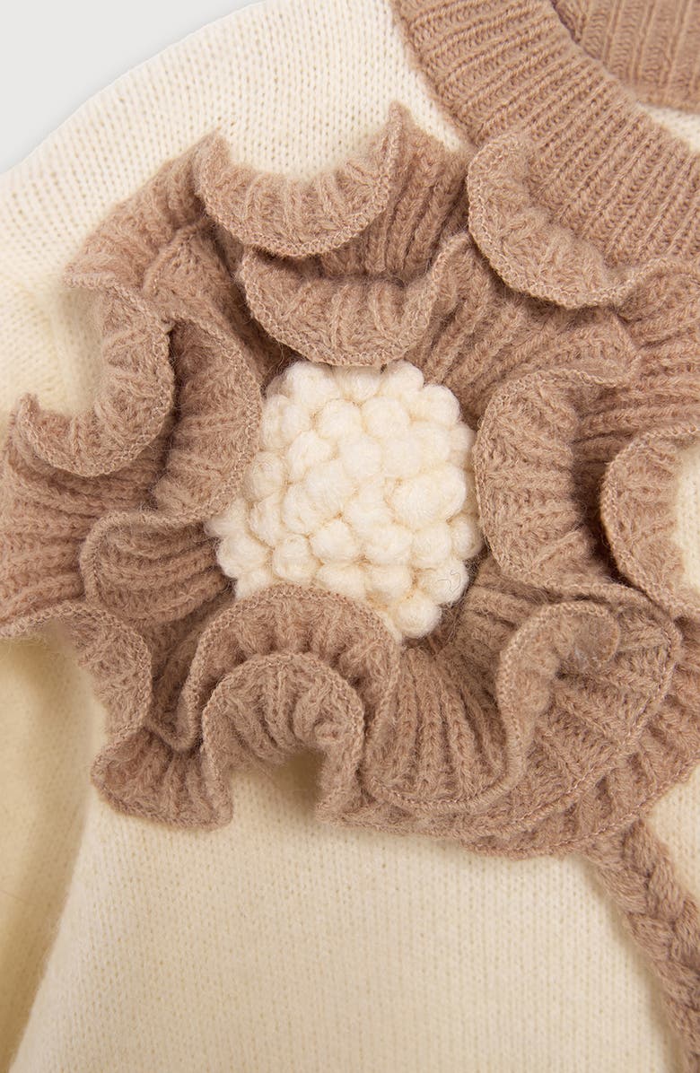 SAACHI Ruffled Bloom Pullover Sweater, Alternate, color, Ivory