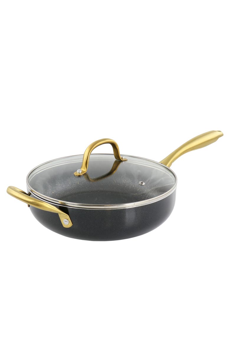 Gibson Home Ellsworth 3.5 Quart Aluminum Nonstick Saute Pan With Lid, Main, color, Black