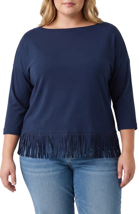 Fringe Hem Boatneck Top